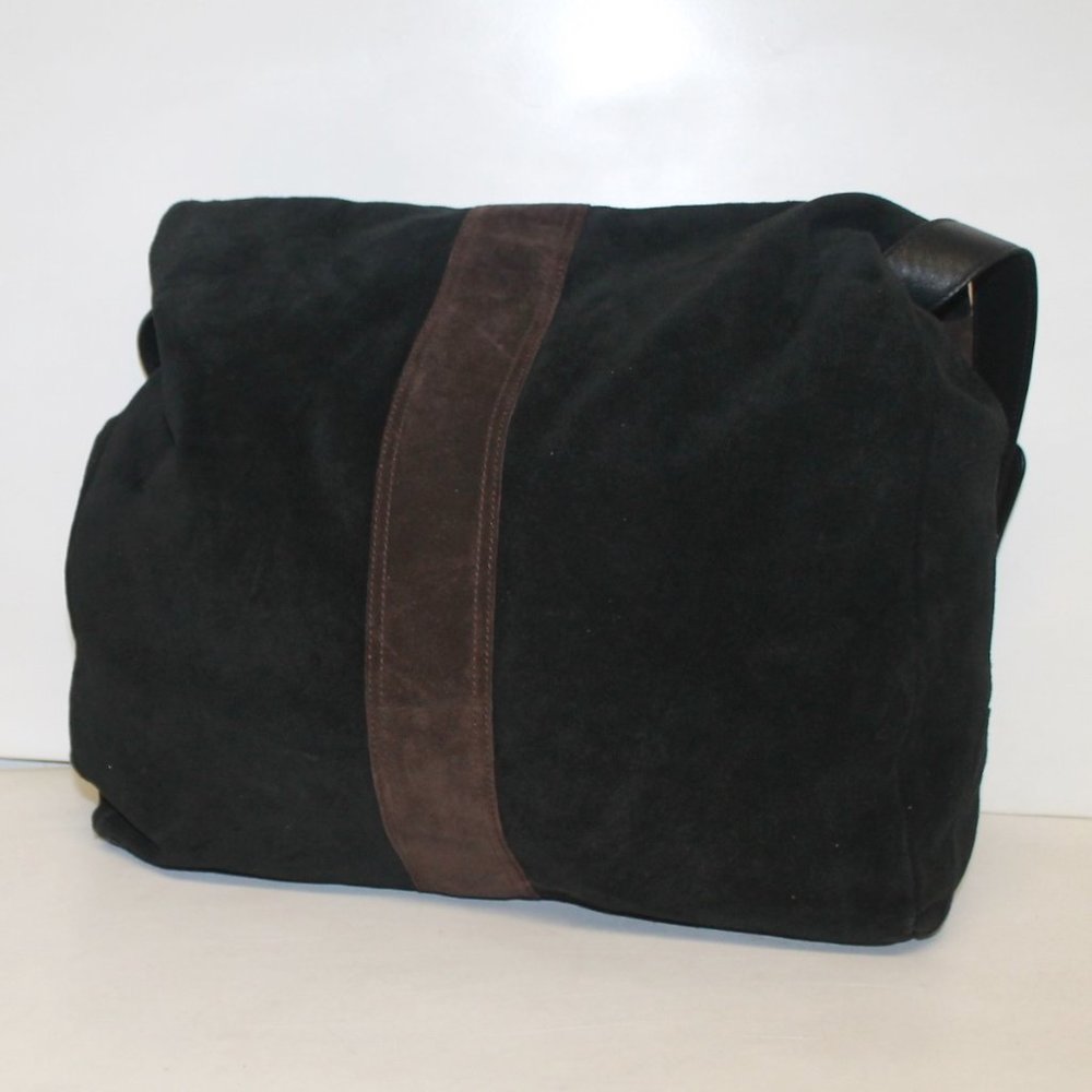 Large ECHO Suede Leather Flap Over Slouchy Shoulder Bag Handbag Purse - Picture 8 of 14
